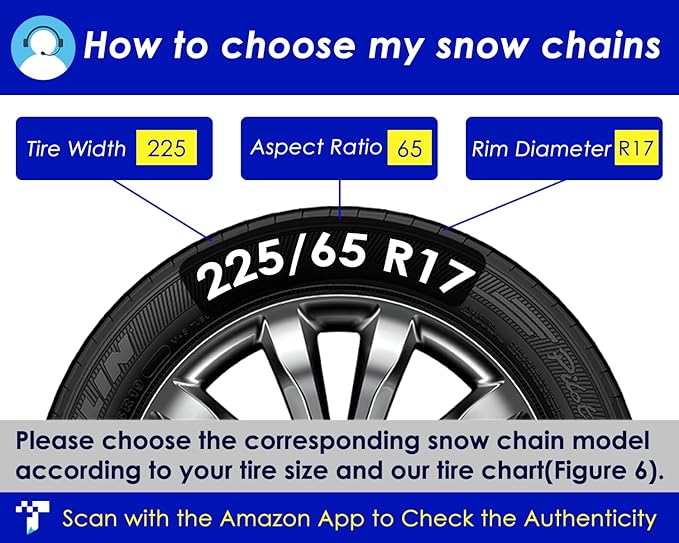 Snow-Chains Auto Fixing 1 Min Quick Fit Easy Installation Tire-Chains, Portable Reusable Universal Emergency Tire Traction Ch