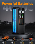 Tire Inflator Portable Air Compressor, 150 PSI Rechargeable Air Pump with Digital Pressure Gauge and LED Light, Smart Auto-Off Tire Pump for Car, Motorcycle, Bike, Ball