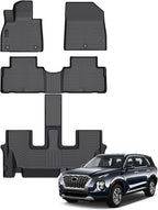 Auxko All Weather Floor Mats Fit for Hyundai Palisade 7&8 Seat 2020-2024 2025 TPE Rubber Liners Palisade Accessories Set All Season Guard Odorless Anti-Slip Floor Mats