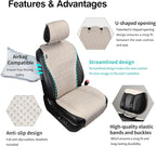 2pcs Sideless Car Seat Covers for All Seasons - Breathable Front Seats Cushions Non-Slip Bottom with Headrest Protectors - Un