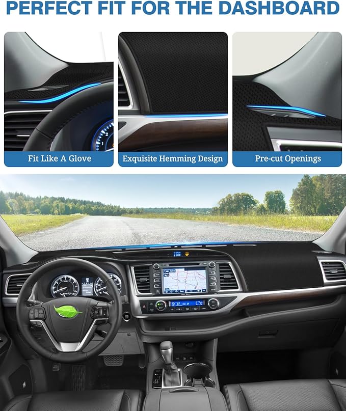 FIILINES Dash Cover for Toyota Highlander 2014-2019, Dashboard Mat Cover Sunshade Nonslip Mesh Protector No Glare Highlander 
