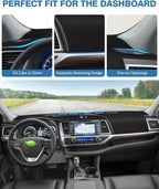 FIILINES Dash Cover for Toyota Highlander 2014-2019, Dashboard Mat Cover Sunshade Nonslip Mesh Protector No Glare Highlander 