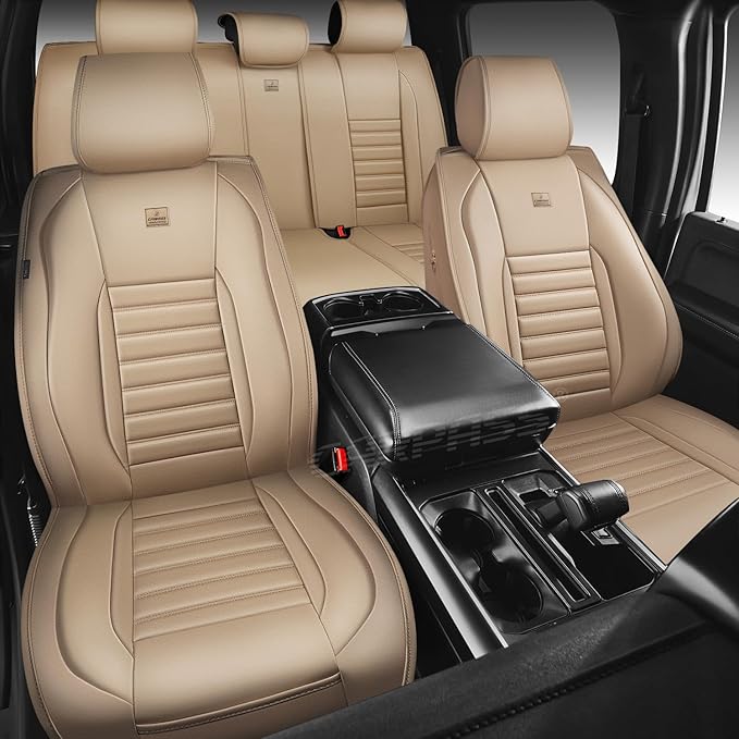 CAR PASS Nappa Leather Car Seat Covers Full Set, Luxury Seat Protector for Cars, Waterproof Anti-Slip Car Seat Cushion Armres
