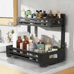 2 Pack 17IN-Depth Under Sink Organizer,Pull Out Cabinet Organizer With Smooth Cylindrical Rail,Metal Slide Out Drawer for Kit