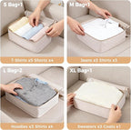BAGAIL 9 Set Packing Cubes with Packing List Luggage Packing Organizers for Travel Accessories (Cream)