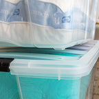 IRIS USA 94 Qt Stackable Plastic Storage Bins with Lids, 4 Pack - BPA-Free, Made in USA - See-Through Organizing Solution, La
