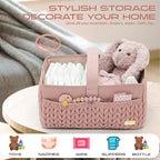 Luxurious Baby Diaper Caddy, Nursery Storage Basket for Newborn Boy and Girl, Travel Baby Basket for Diapers Baby Wipes, Orga