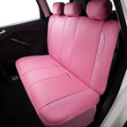 Flying Banner car seat Covers Protects Water Proof Faux Leather Carbon Fiber Fronts Rear Bench Covers (Pink Pink, Full Set - 