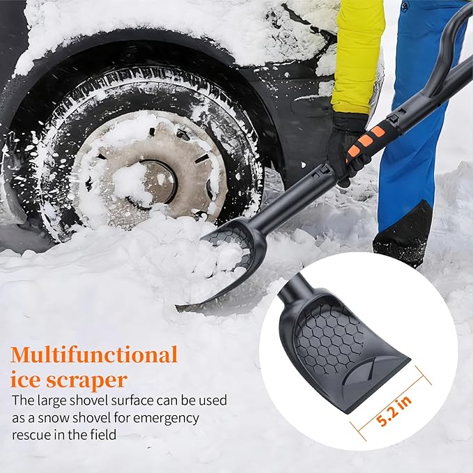 25.8'' Larger Ice Scrapers for Car Windshield | Dang Near Indestructible Ice from Scrape Frost and Ice |3-in-1 Emergency Snow Shovel | Detachable Remover with Foam Grip for Small Cars, Trucks, SUVs