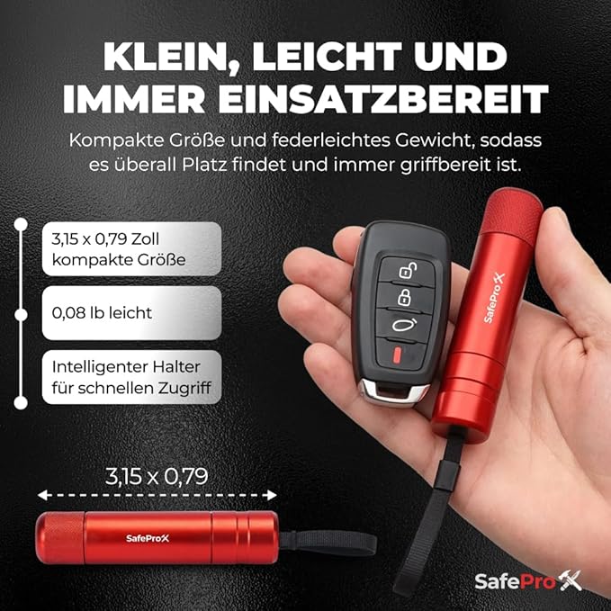 SafeProX 2 in 1 Emergency Escape Tool, Life Saving Car Window Breaker & Seatbelt Cutter - Car Window Hammer for Quick Acciden