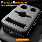 Car Cup Holder, Waterproof Leather Back Seat Drink Holder Expander Tray with Handle, Multifunctional Rear Seat Couch Cup Orga