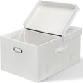 Graciadeco 75 Quarts Extra Large Decorative Storage Bins with Lids, 1 Pack White Collapsible Storage Bins with Lids, Stackabl
