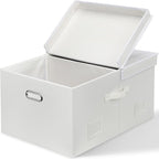 Graciadeco 75 Quarts Extra Large Decorative Storage Bins with Lids, 1 Pack White Collapsible Storage Bins with Lids, Stackabl