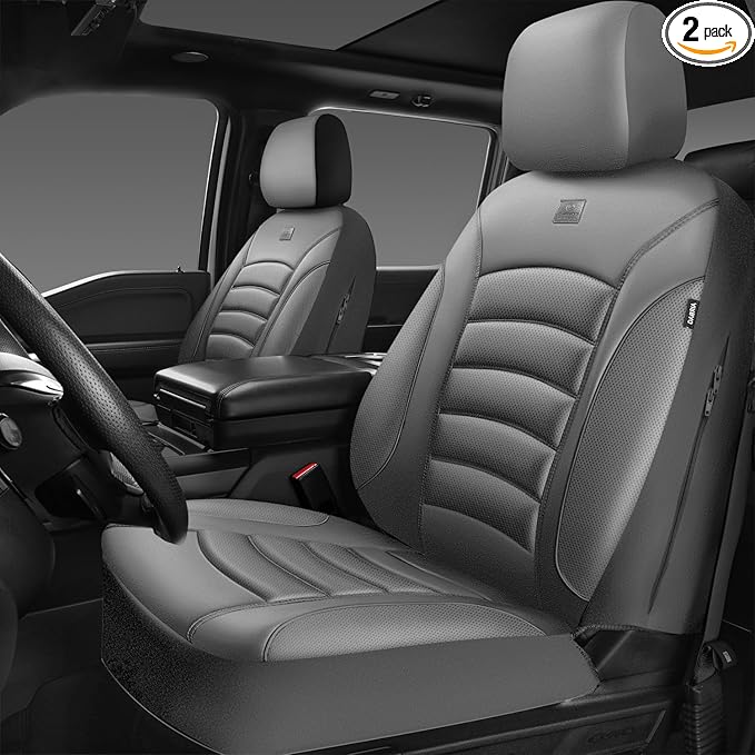 CAR PASS 3D Foam PU Leather Car Seat Covers, Universal Seat Covers Front 2 for Trucks SUV Sedan Automotive Seat Covers Armres