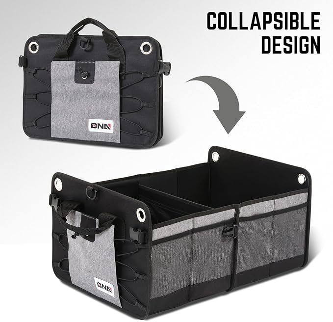 DNA Motoring Trunk Organizer for Car, 70L Large Capacity Foldable Trunk Organizer, Multi Compartment Car Trunk Organizer