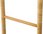 SOFE 4-Tier Rattan Blanket Ladder Shelves, 3.9Ft (47Inches) Decorative Ladder Holder, Wall Leaning Blanket Rack for Living Ro