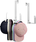 2-in-1 Foldable Over Door Hat Rack Organizer for Baseball Caps, Rotating Metal Hooks, Space-Saving Portable Storage for Hats 