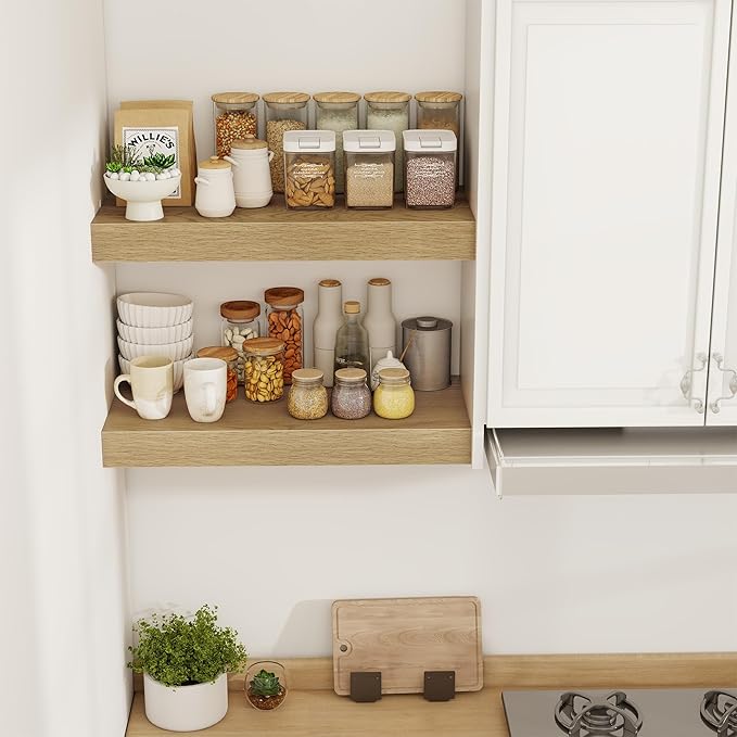 24 Inch Floating Shelves, 12" Deep Floating Shelf Wall Mounted, 24" Wall Shelves, Rustic Deep Bookshelf, Extra Deeper & Thick
