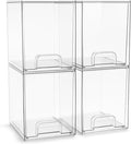Sorbus Acrylic Storage Containers - 4 Pack, Stackable Storage Bins Set for Bathroom Organization - Clear Acrylic Drawer Organ