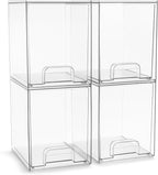 Sorbus Acrylic Storage Containers - 4 Pack, Stackable Storage Bins Set for Bathroom Organization - Clear Acrylic Drawer Organ