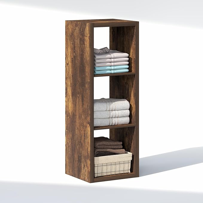 Furinno Cubic Closet Organizers and Storage, 3-Cube Closet Organizer, Open Shelf Closet Storage, Extra Thick Frame for Wardro
