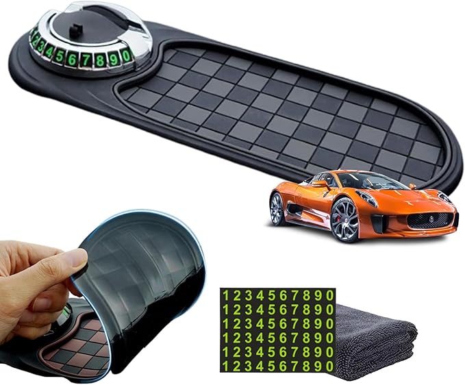 DDRIC Multifunction Car Anti-Slip Mat, Auto Universal Phone Holder, Rotatable Anti Skid Car Dashboard Pad with Temporary Park