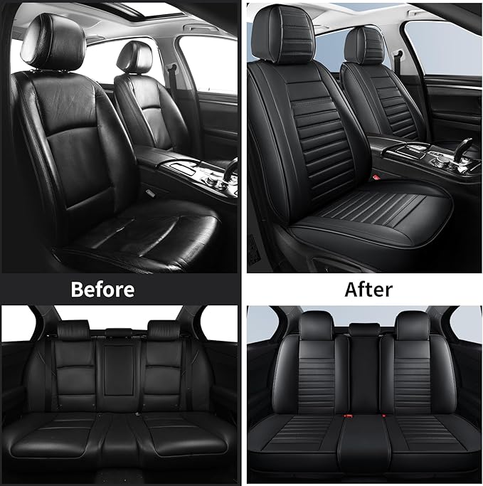 Car Seat Covers Full Set, Waterproof Faux Leather Automotive Seat Covers for Cars, Breathable Universal Car Seat Covers Prote