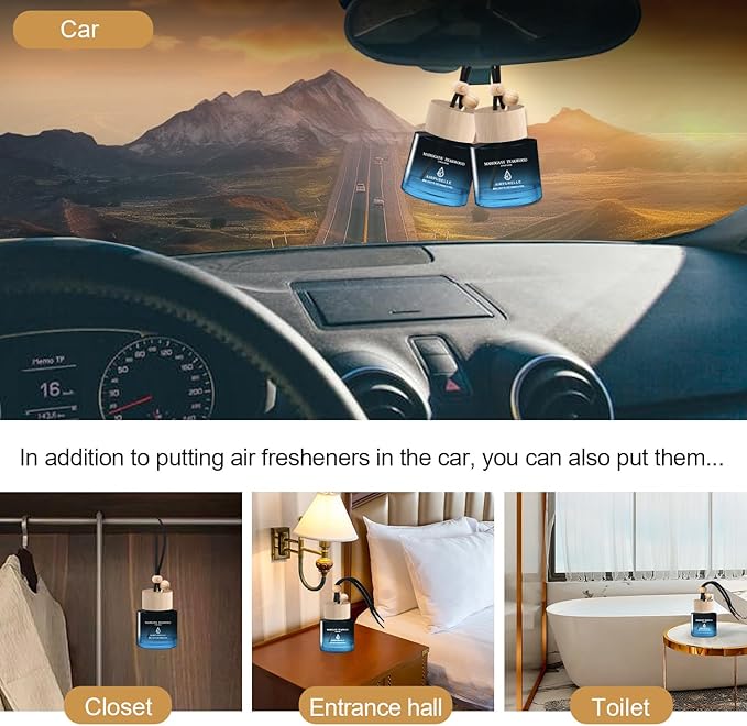 Car Air Freshener Hanging 2 Pack Car Air Fresheners Diffuser - Mahogany Teakwood Fragrance Oil Air Diffuser for Car, 45+ days