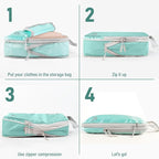 6 Set Compression Packing Cubes, Suitcase Organizer, Lightweight Travel Essentials, Compression Bags For Travel Accessories L
