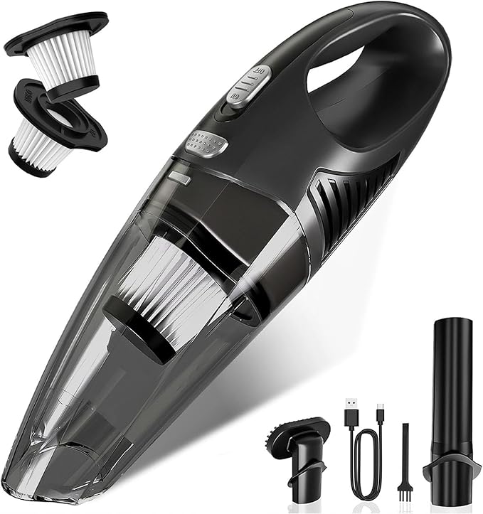 Handheld Vacuum Cordless, Rechargeable Car Vacuum Cleaner with Multiple Attachments, Portable Hand Held Vacuum Suction Power,