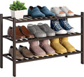 BMOSU 3-Tier Bamboo Shoe Rack Premium Stackable Shoe Shelf Storage Organizer for Hallway Closet Living Room Entryway Organize
