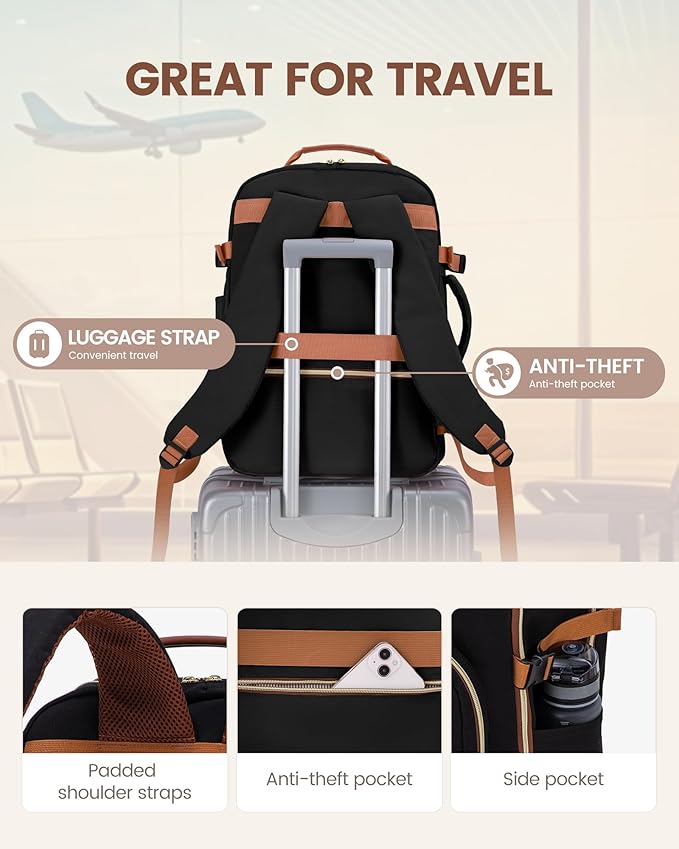 LOVEVOOK Travel Backpack for Women & Men 50L,Airline Approved Carry On Backpack Travel Essentials,TSA Carry on Luggage,Waterp