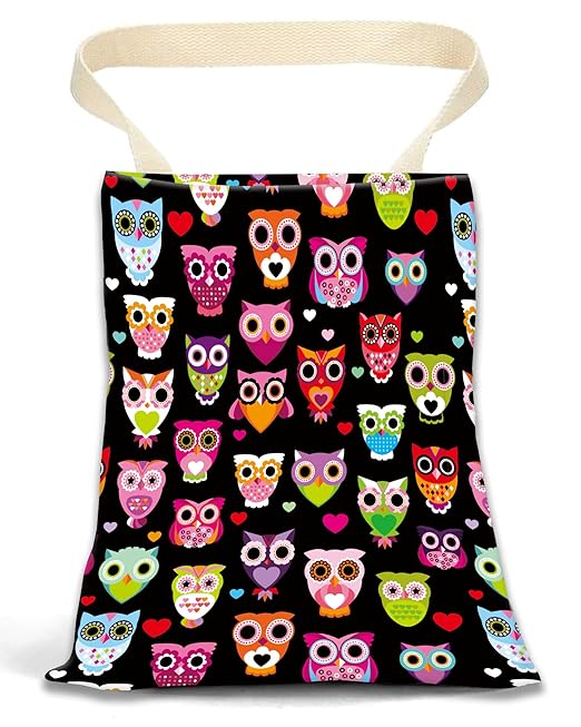 Car Garbage Can, Hanging Trash Can for Vehicle, Cute Back Seat Organizer with Colorful Owls