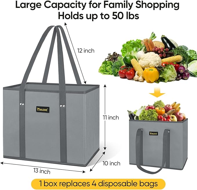 BALEINE 1Pk Reusable Grocery Bags, Foldable Shopping Bags for Groceries with Reinforced Bottom & Handles (Blossom Season)