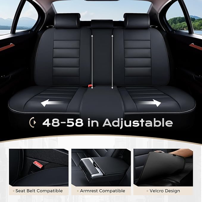 Coverado Car Seat Covers Full Set, Seat Covers for Cars, Front Seat Covers and Back Seat Cover Waterproof Leather Automotive 