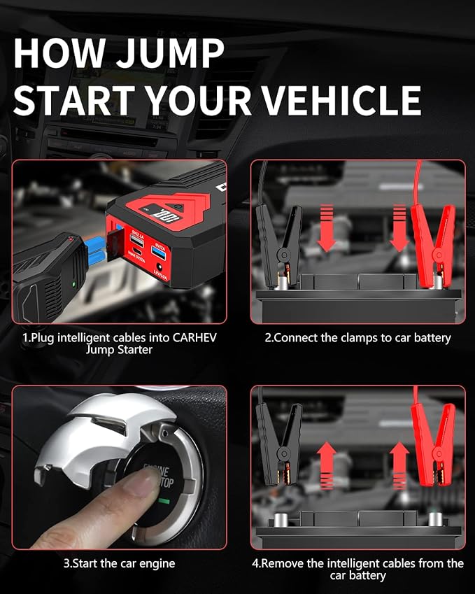3000A Jump Starter, 24000mAh Car Battery Jump Starter (up to 8.0L Gas and 8.0L Diesel Engine) Battery Jumper Starter