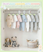 VIS'V Baby Hangers, 11 Inch Velvet Kids Hangers with 6 Pcs Clothes Size Dividers, Infant Toddler Nursery Closet Organization,