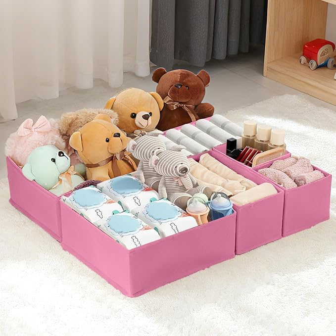 Drawer Organizer Clothes, 16 Pack Dresser Organizer Bins, Foldable Closet Organizers and Storage Fabric Dresser Bins, Shallow