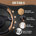 CAR PASS Line Rider Microfiber Leather Sporty 14.5-15 inch Steering Wheel Cover Universal Fits for 95% Truck,SUV,Cars, Anti-S