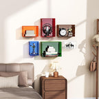 Acrylic Floating Shelves for Wall, Wall Mounted Square Cube Shelf for Bedroom Living Room Bathroom Kitchen, Storage Shelf Dis