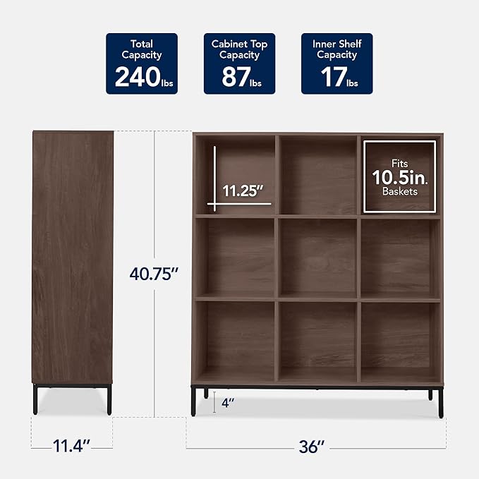 Best Choice Products 9-Cube Bookshelf, 3-Tier Wood Storage Bookcase W/Legs, 11in Shelf Opening, Cube Organizer, Living Room, 