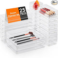 SMARTAKE 25-Piece Drawer Organizer with Non-Slip Silicone Pads, 4-Size Desk Drawer Organizer Trays Storage Tray for Makeup, J