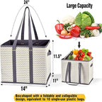 NERUB Reusable Grocery Tote Bags - Heavy Duty with Reinforced Bottom, Foldable Large Shopping Bags for Groceries (3 Pack)