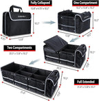 Farasla Waterproof Trunk Organizer with Insulated Leakproof Cooler Bag, Foldable Cover, Adjustable Securing Straps (Black)