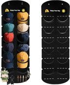 Hat Organizer for Baseball Caps, Over The Door Cap Organizer Cap Hat Holder with 12 Deep Clear Pockets, Hat Storage to Protec