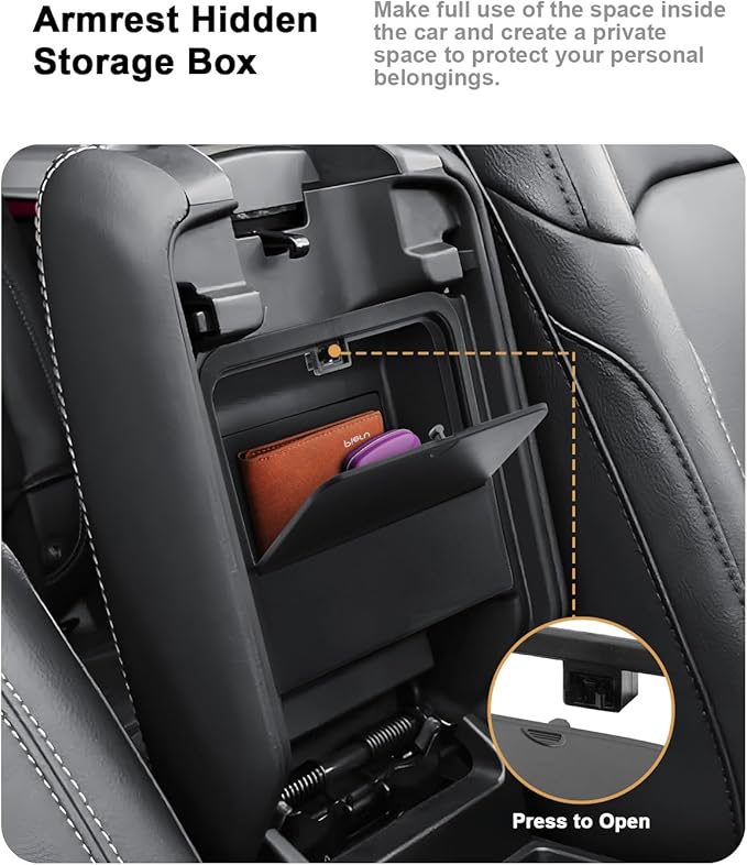 ECOZEN 2026 Wrangler JL Center Console Organizer - 2 Pcs Center Console Organizer Tray + Armrest Hidden Storage Box For 2018-2026 Jeep Wrangler JL/JLU/4xe & 2020-2025 Gladiator JT Accessories
