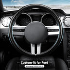 Carbon Fiber Steering Wheel Cover for Ford Mustang 2005-2023, 3 Piece Clip on Set,Carbon Fiber Wrap Anti-Slip Segmented Design,Car Steering Wheel Cover for Men Women（Matte Black