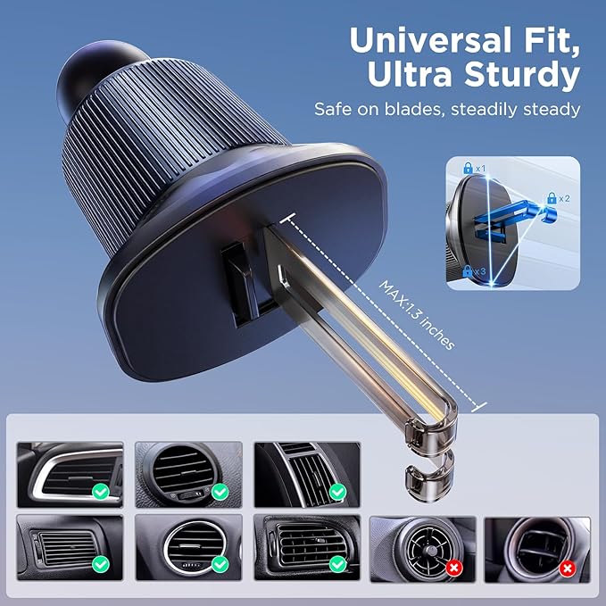 Miracase Car Phone Holder for Magsafe [Super Strong Magnets] Magnetic Phone Holders for Your Car, 360° Adjustable Air Vent Hands Free Cell Phone Mount Cradle Fit iPhone 17-12 & All Smartphones, Black