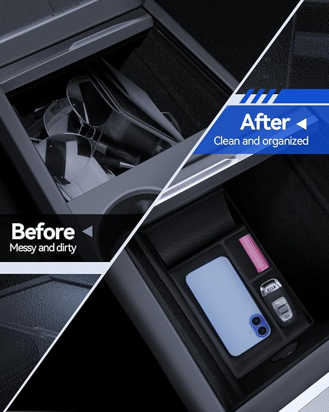 for Model 3 Center Console Organizer Armrest Tray Middle Storage Box Insert Container Durable ABS Plastic Accessories 2024 2025