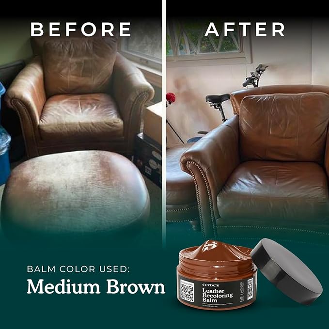 Clyde's™ Recoloring Balm | Non-Toxic Material Dye & Restorer for Furniture, Car Seats, & More | 23 Colors (Medium Brown, 50ML